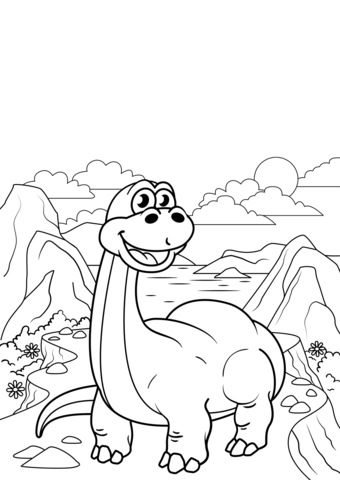 Cute Diplodocus Coloring Page